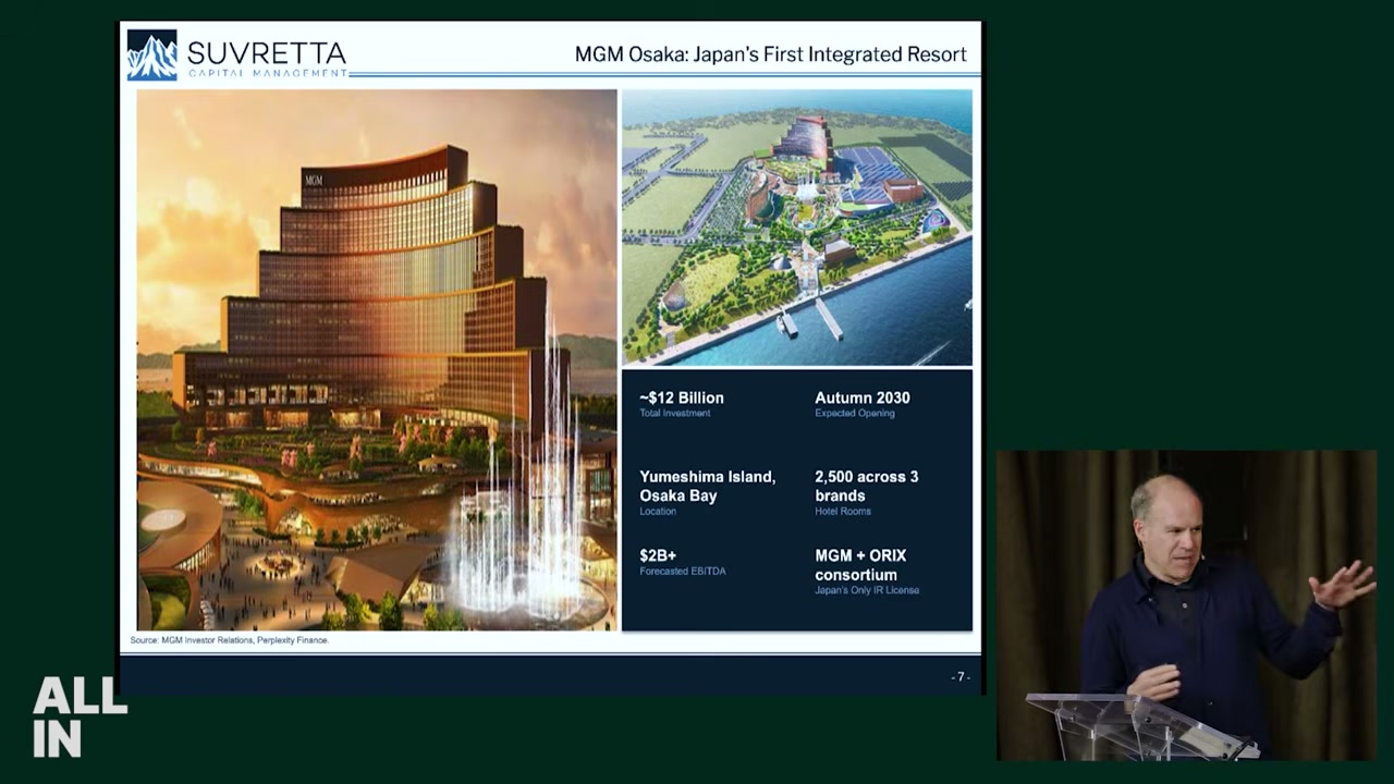 MGM 오사카 통합리조트 조감도 슬라이드 — $12B 투자, 2030년 가을 개장
